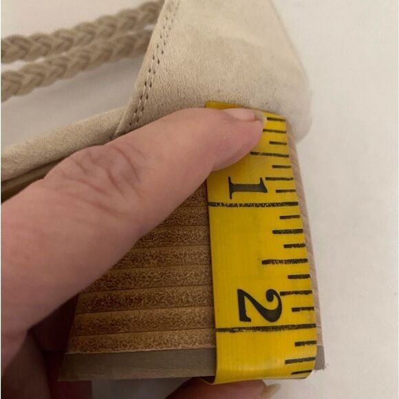 JOIE Felina Taupe Cream Suede Braided Strappy Sandals Chucky Block Heel Zip Back - Picture 9 of 10